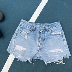 501 Levi Distressed Denim Shorts